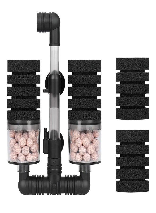AQUANEAT Aquarium Air Powered Sponge Filter with Ceramic Media Balls, for Betta Fry Shrimp Fish Tank, with 2 Spare Sponges, Small - Image 1